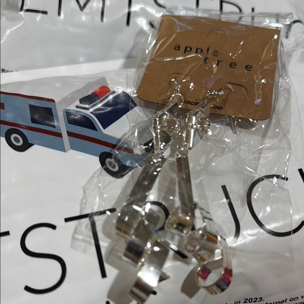 Silver Key and Lock Earrings